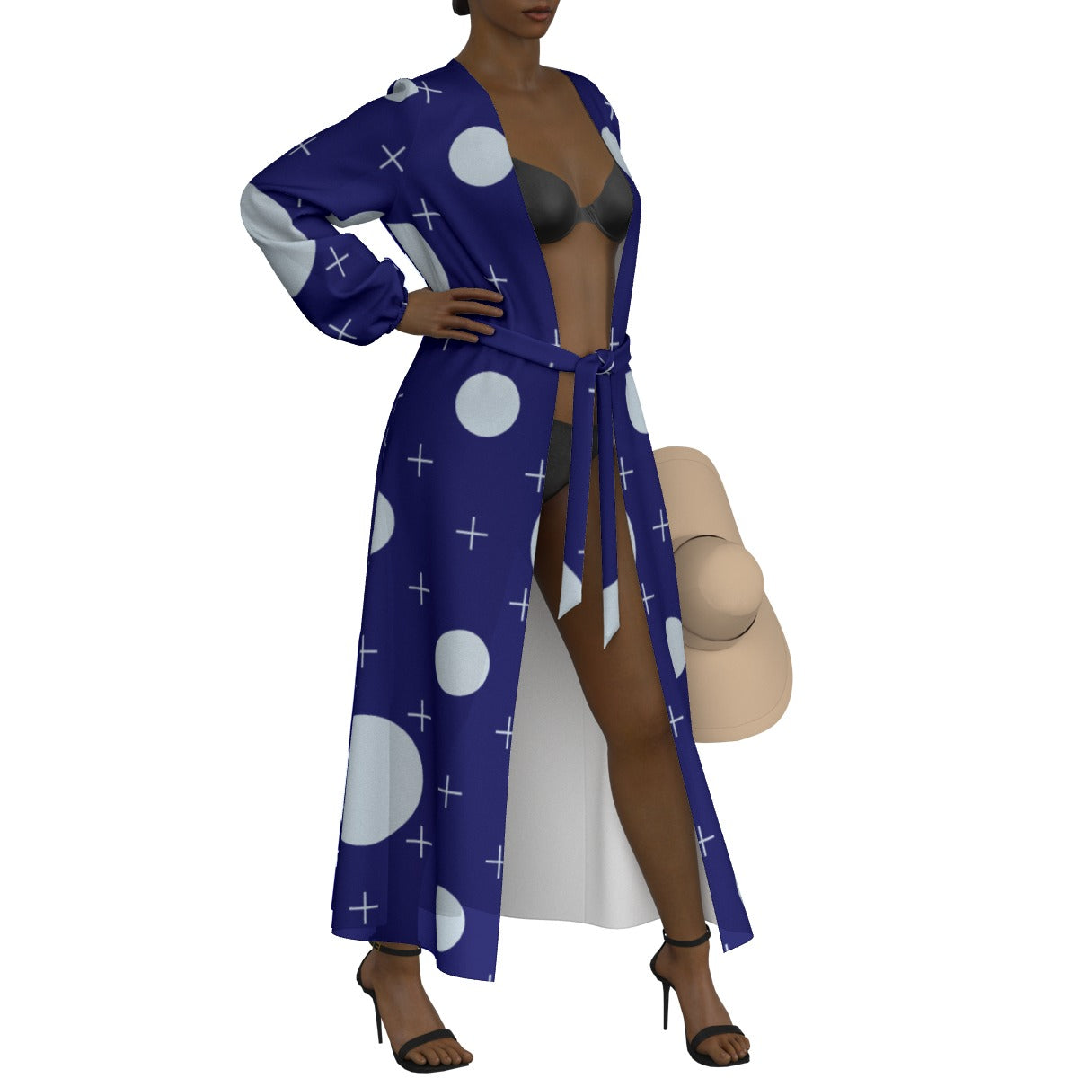 All-Over Print Women's Lace-up Chiffon Robe