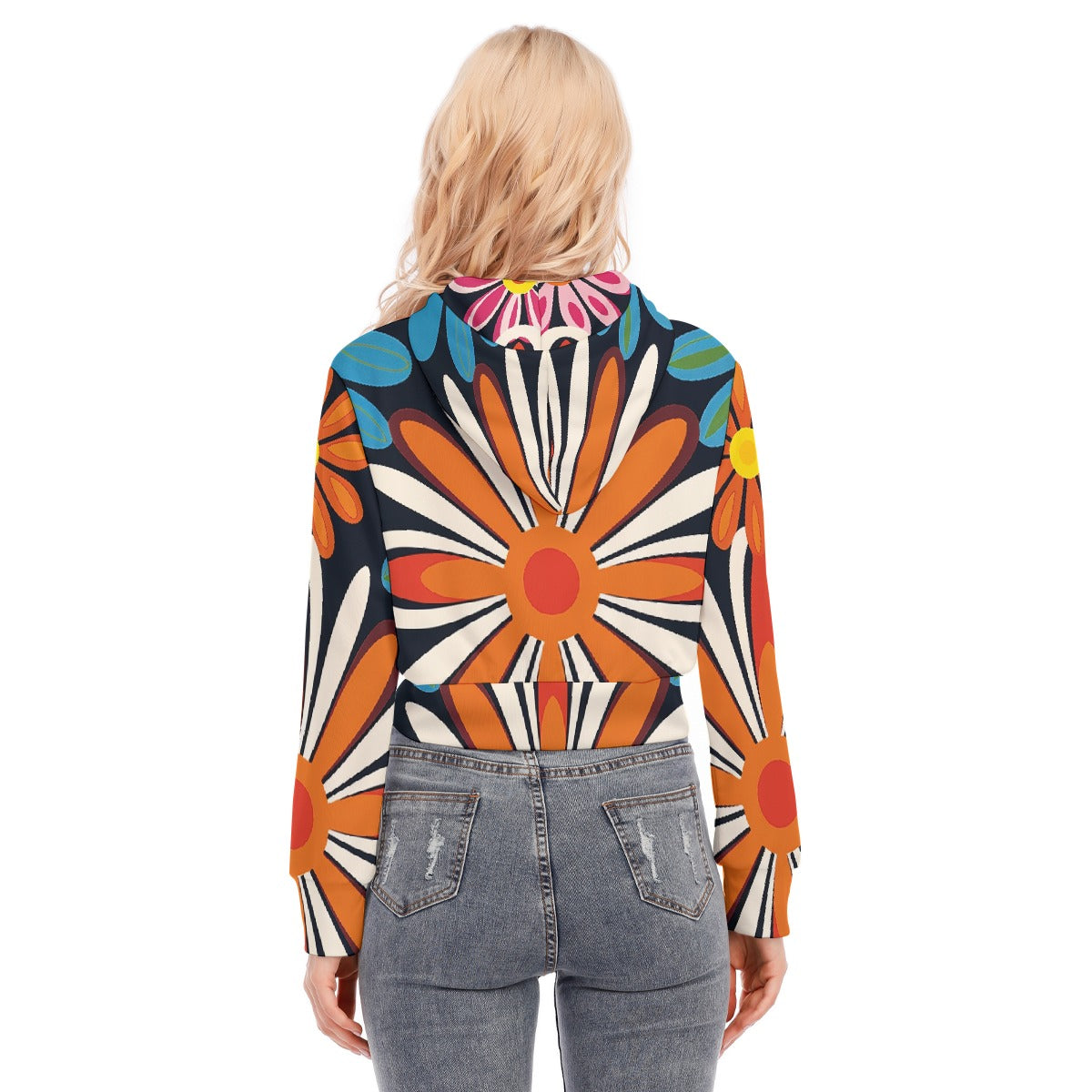 All-Over Print Women's Crop Top Hoodie With Zipper Closure