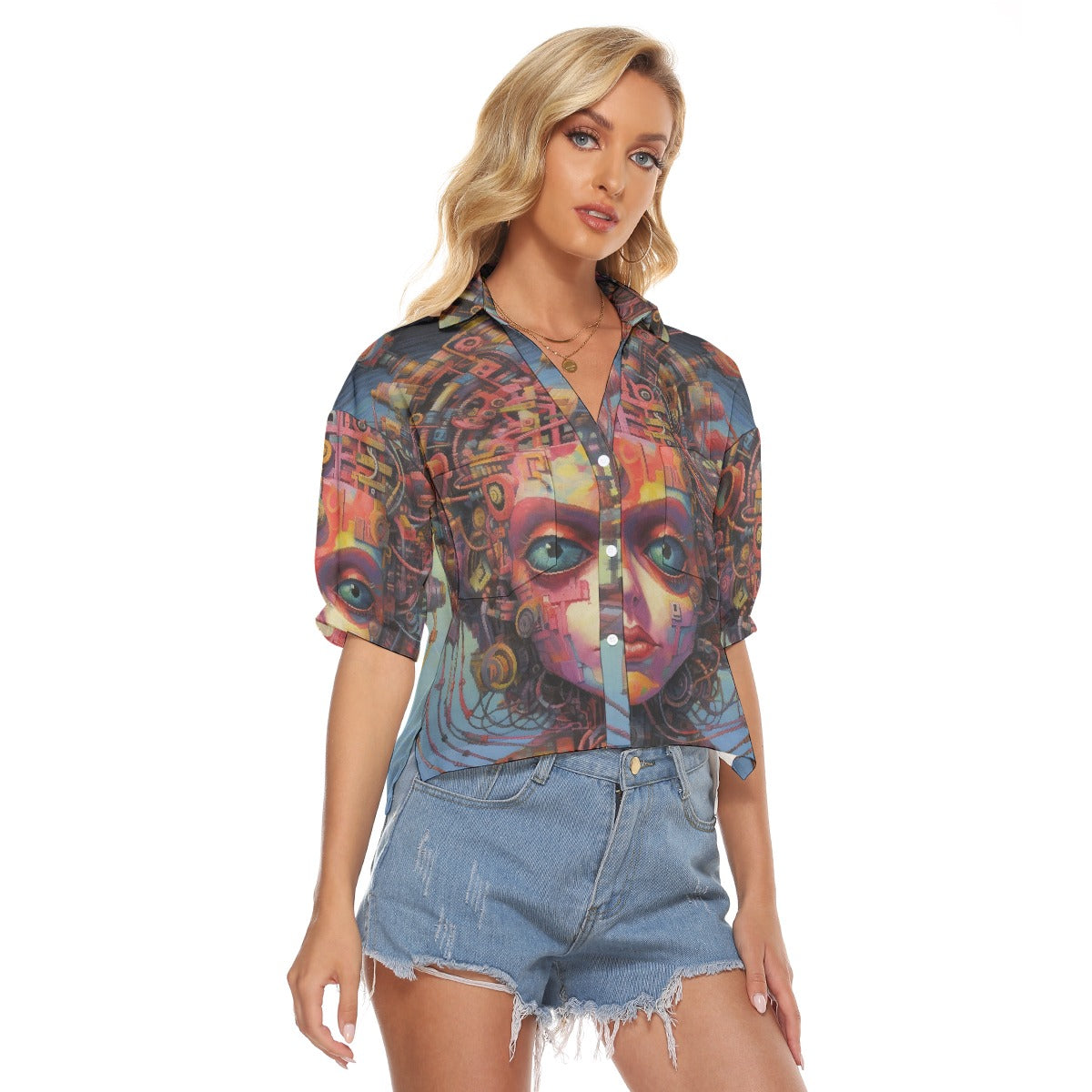 All-Over Print Women's V-neck Shirts