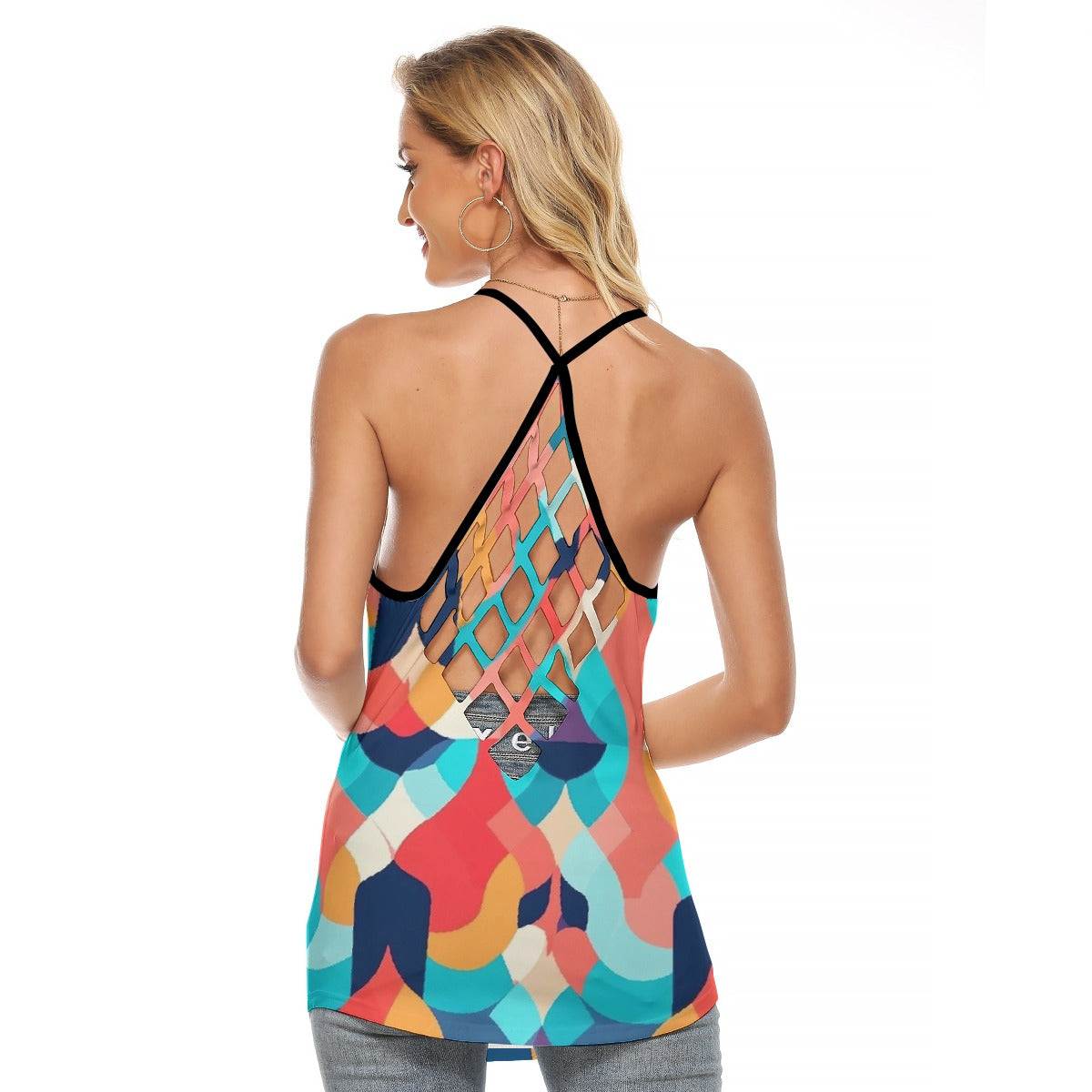 All-Over Print Women's Criss-Cross Open Back Tank Top