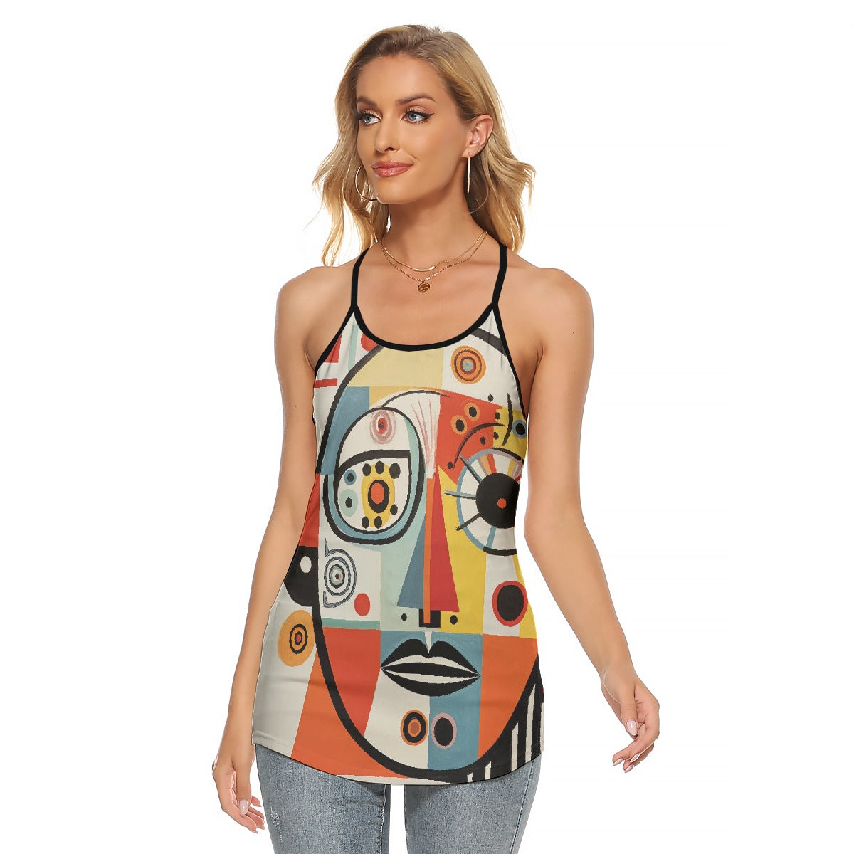 All-Over Print Women's Criss-Cross Open Back Tank Top