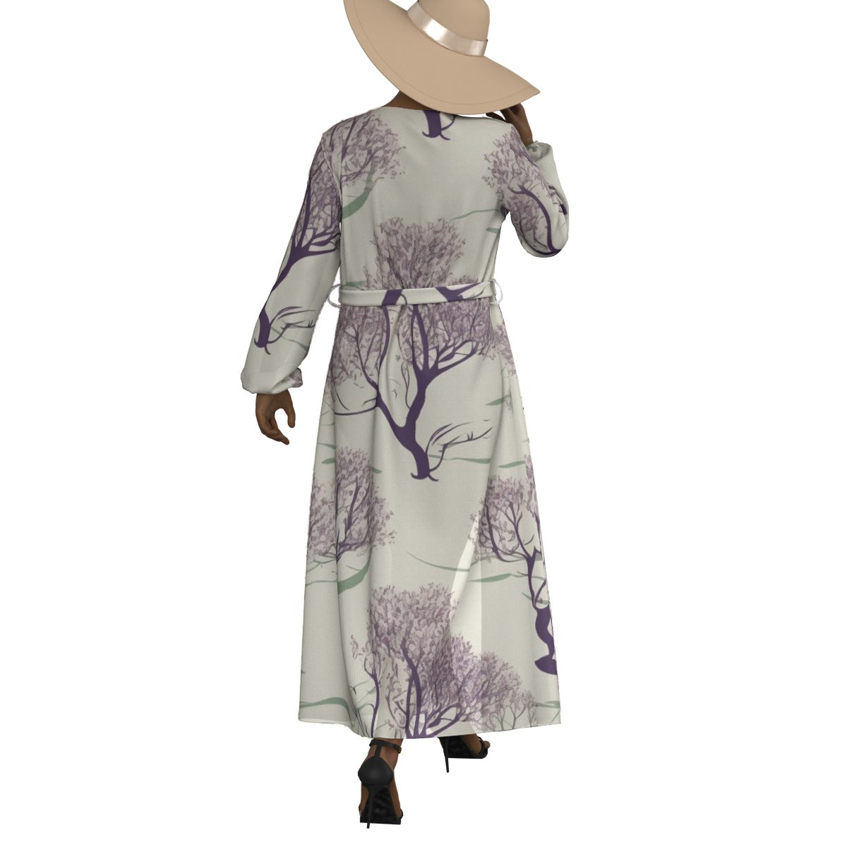 All-Over Print Women's Lace-up Chiffon Robe