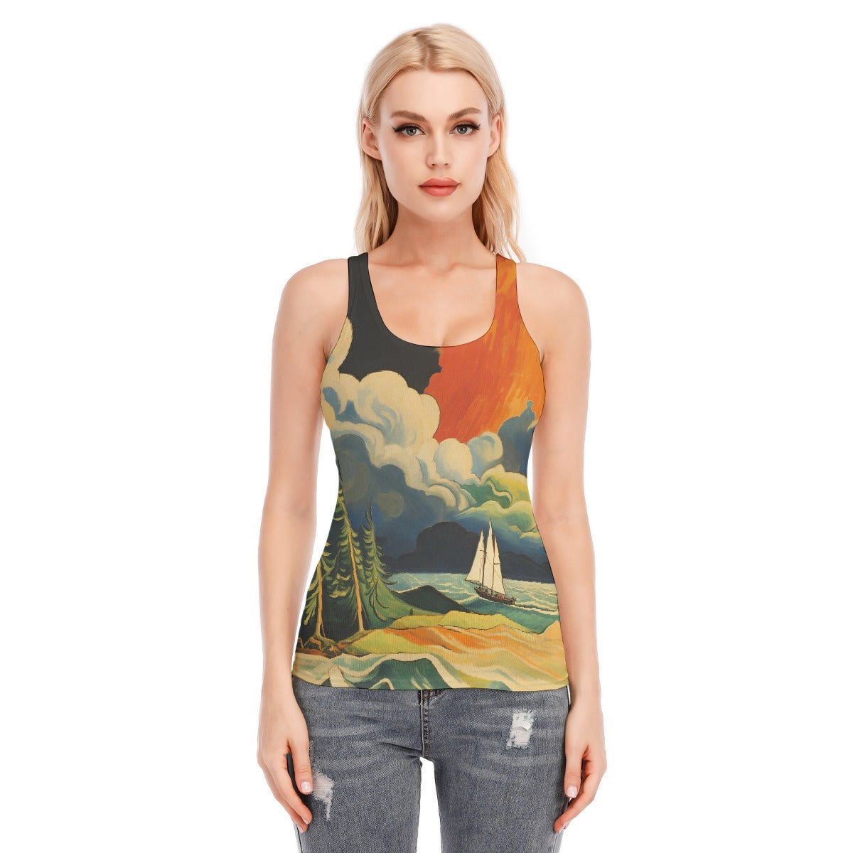 All-Over Print Women's Racer Vest | 190GSM Cotton