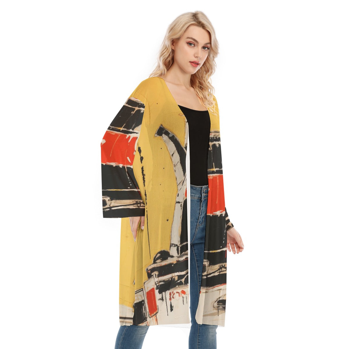 All- Over Print Women's Long Sleeve Mesh Cardigan