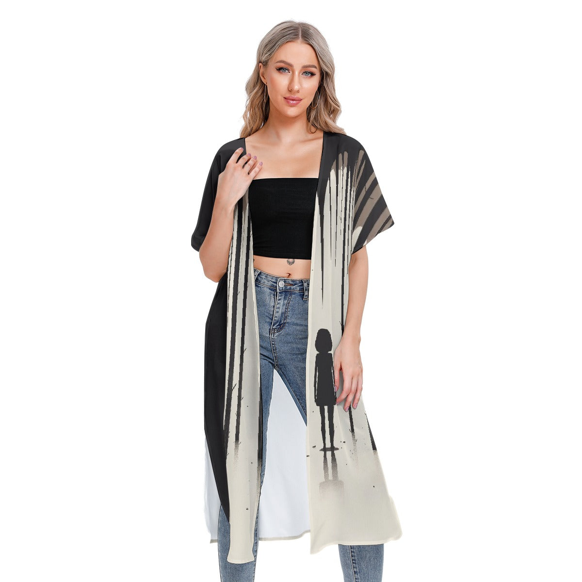 All-Over Print Women's Short Sleeve Cardigan