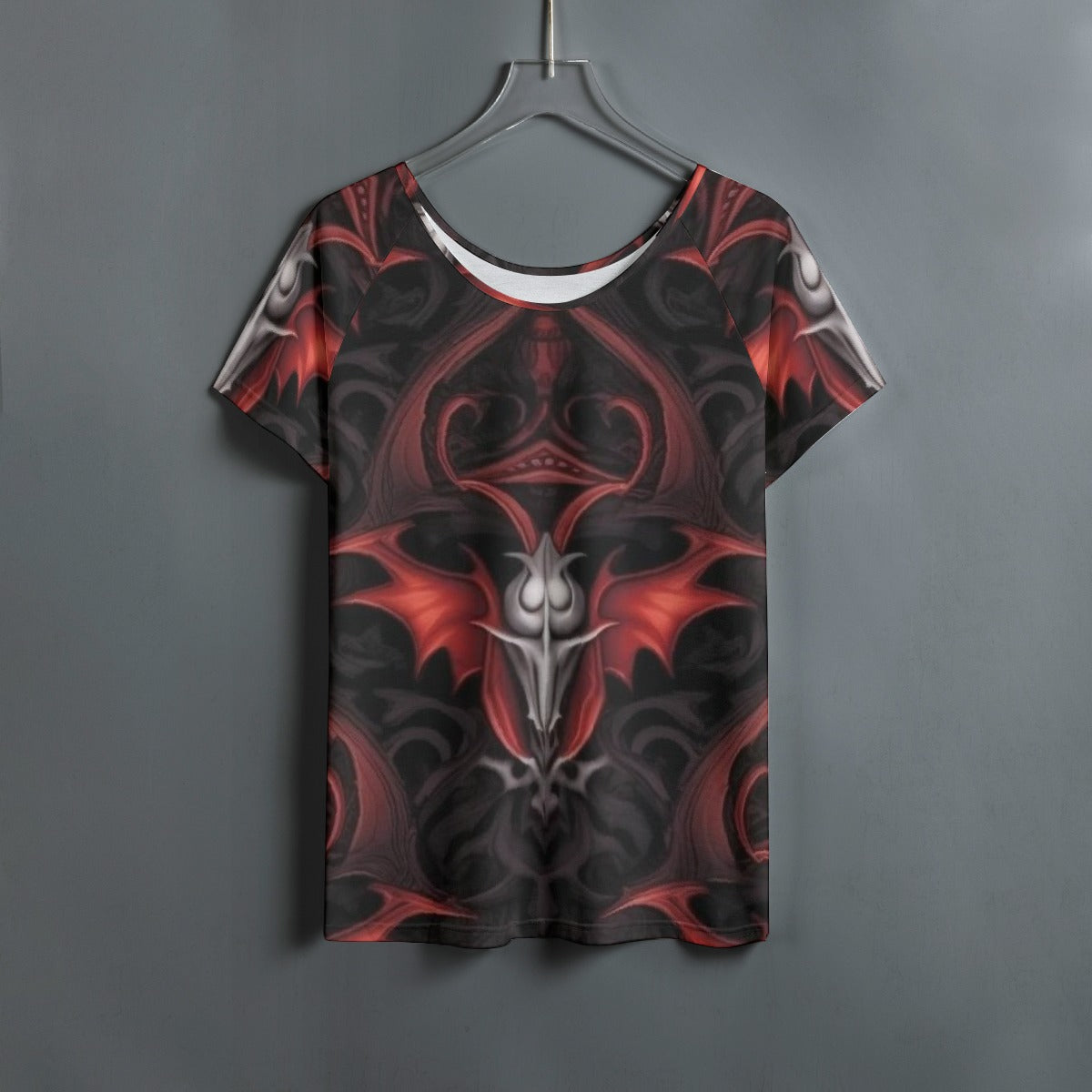 All-Over Print Women's Round Neck T-shirt With Raglan Sleeve
