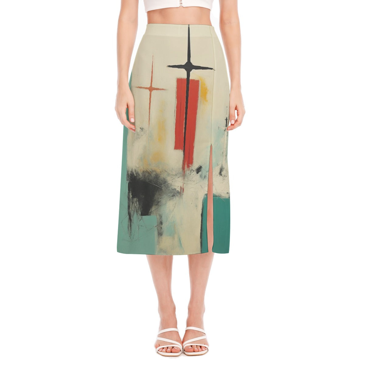 All-Over Print Women's High Slit Long Skirt
