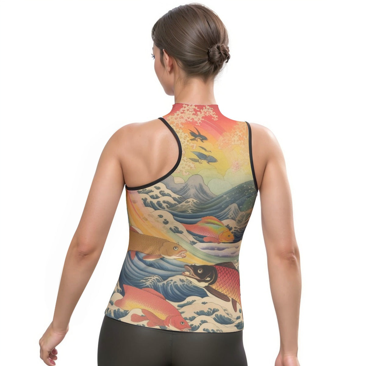 All-Over Print Women's Halter Sleeveless Asymmetrical Tank Top