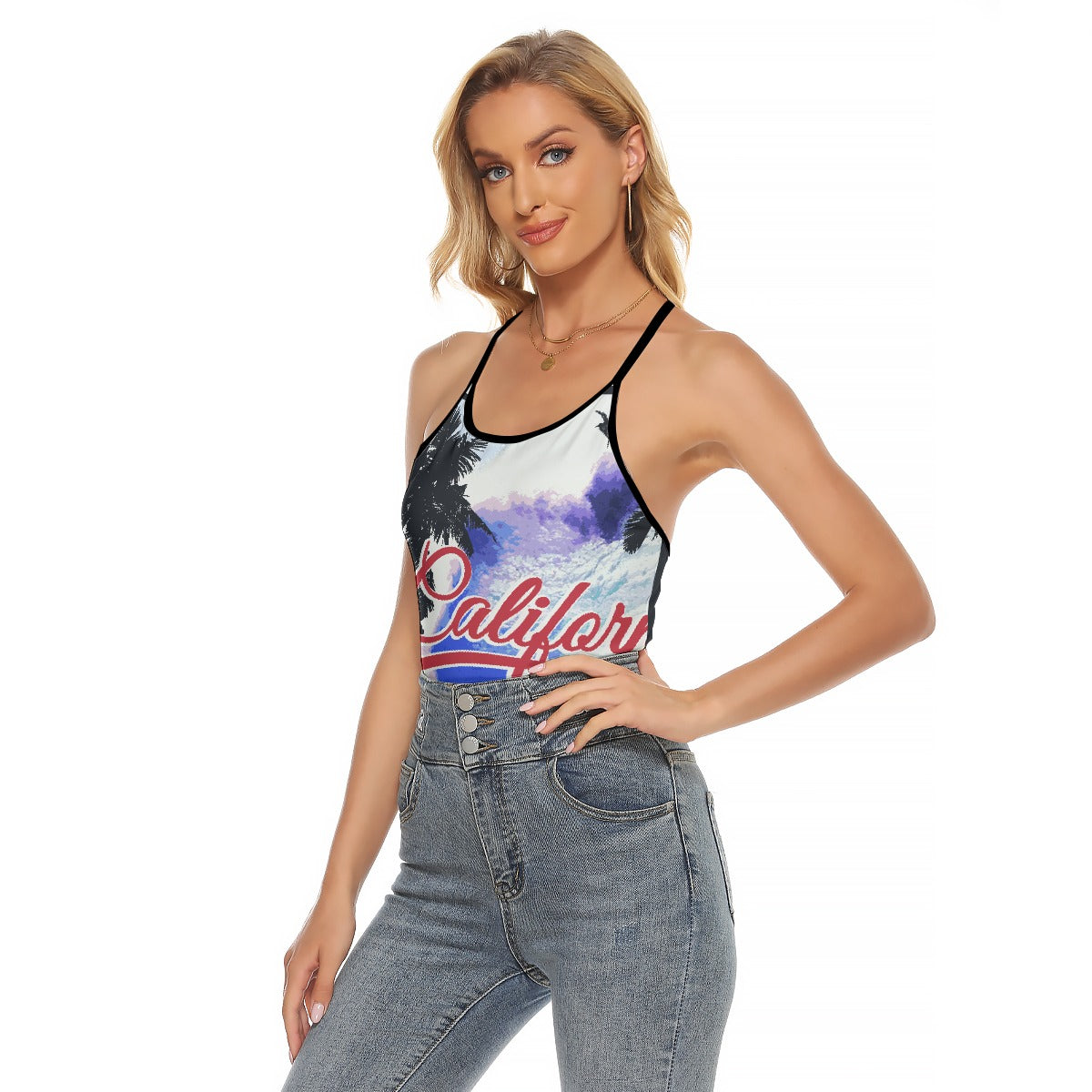 All-Over Print Women's Criss-Cross Open Back Tank Top