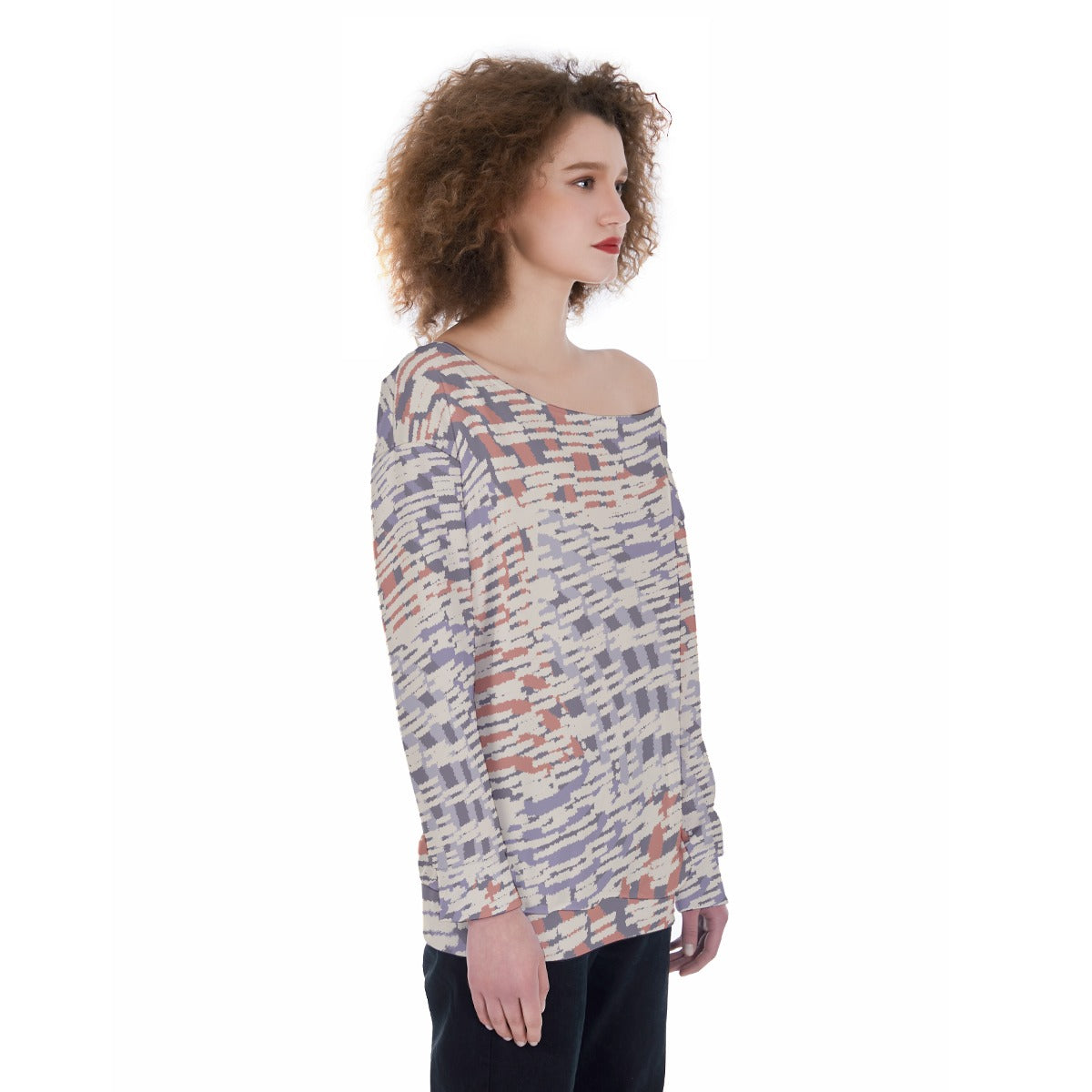 All-Over Print Oversized Women's Off-Shoulder Sweatshirt