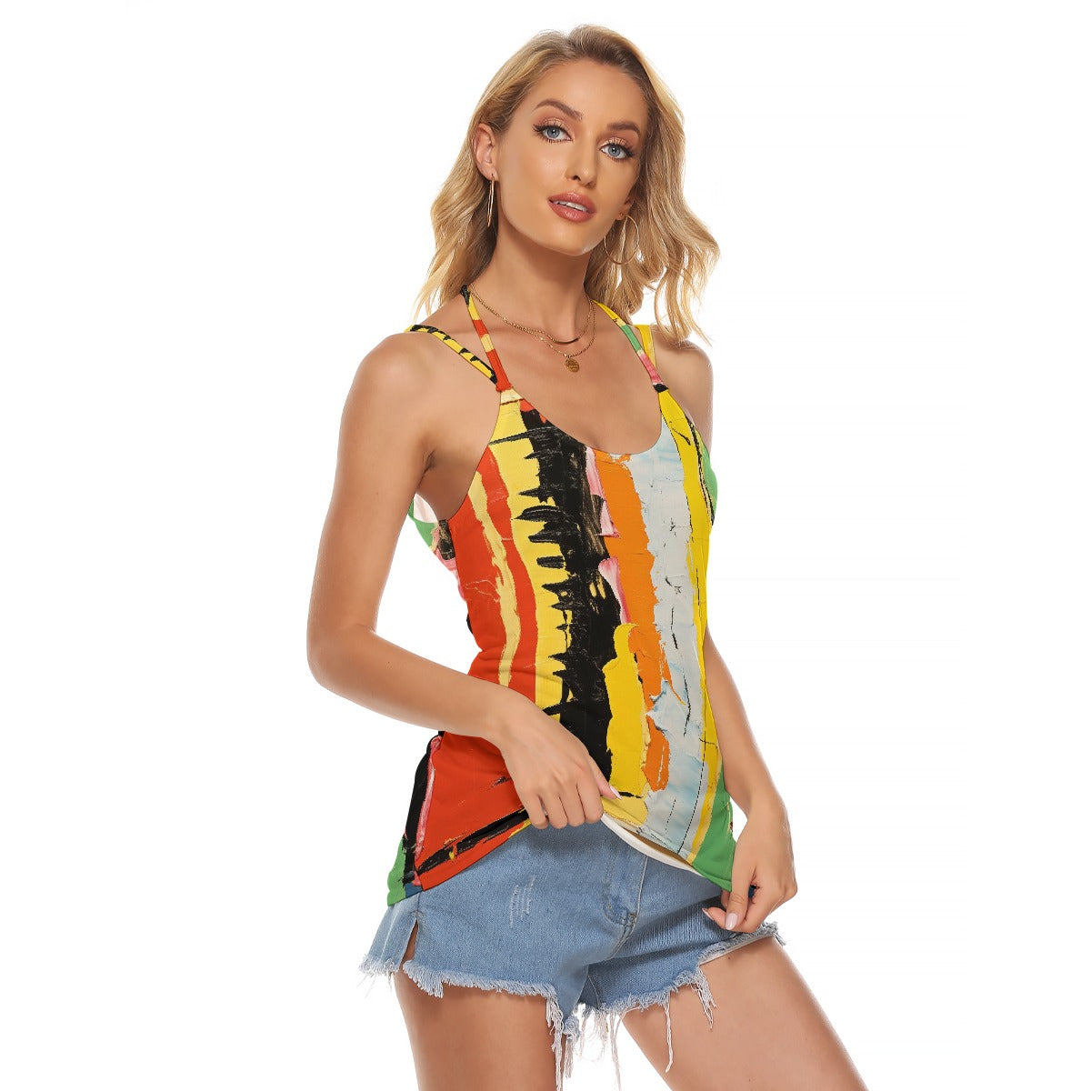 All-Over Print Women's Halter Top With Backless