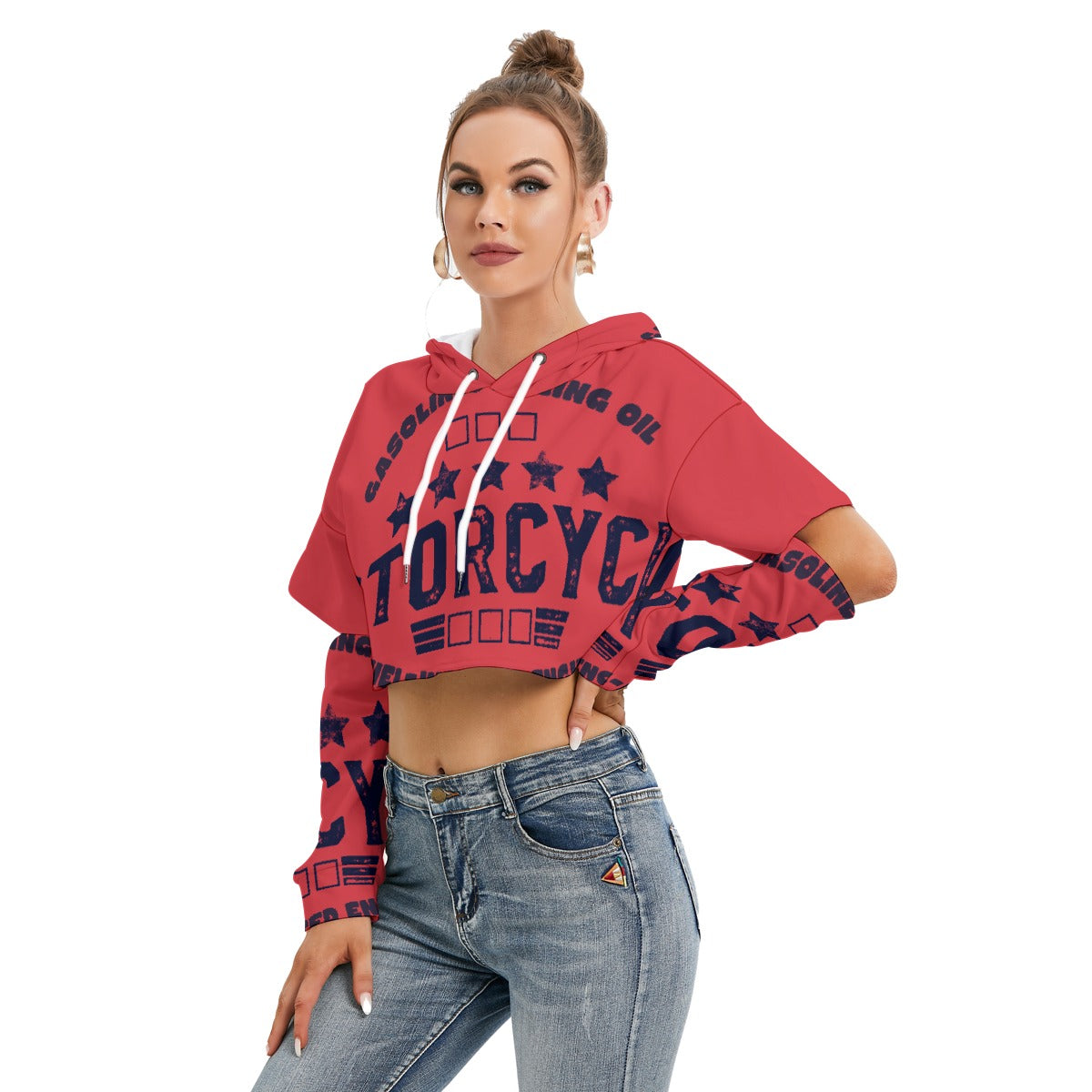 All-Over Print Women's Heavy Fleece Hoodie With Hollow Out Sleeve