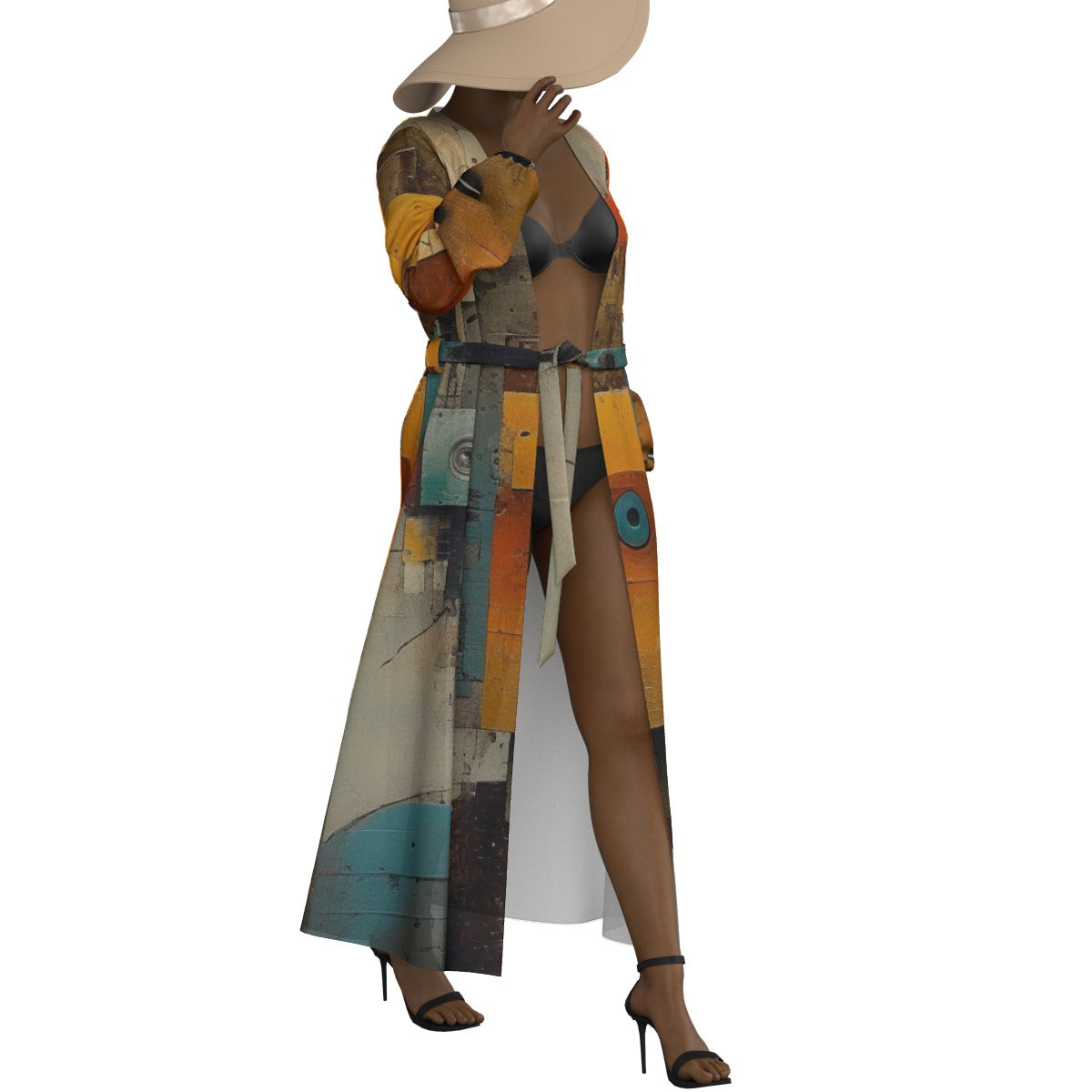 All-Over Print Women's Lace-up Chiffon Robe