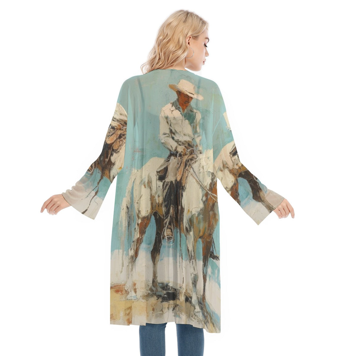 All- Over Print Women's Long Sleeve Mesh Cardigan