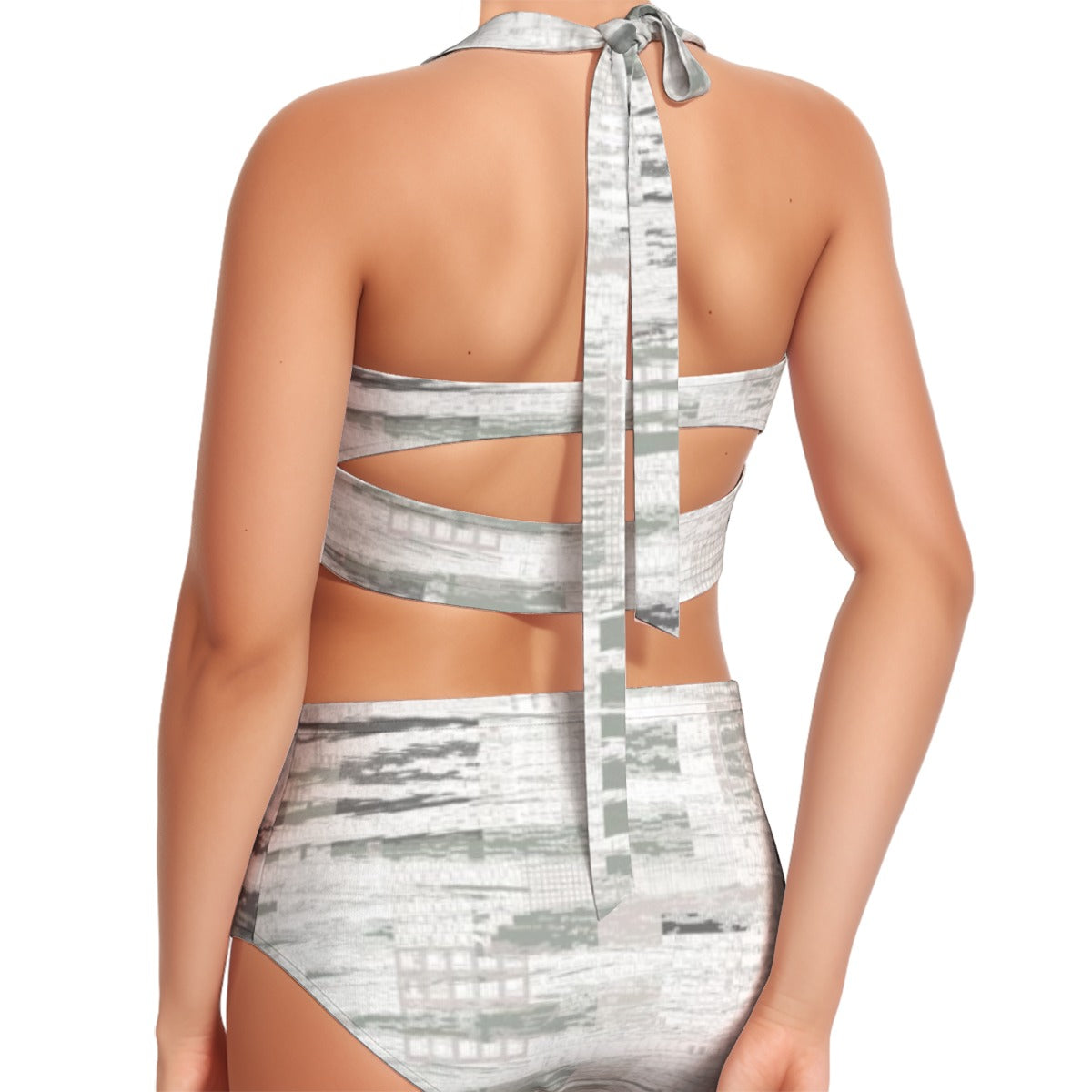 All-Over Print Women's Swimsuit Set With Halter