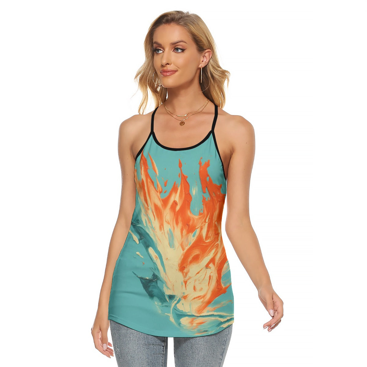 All-Over Print Women's Criss-Cross Open Back Tank Top