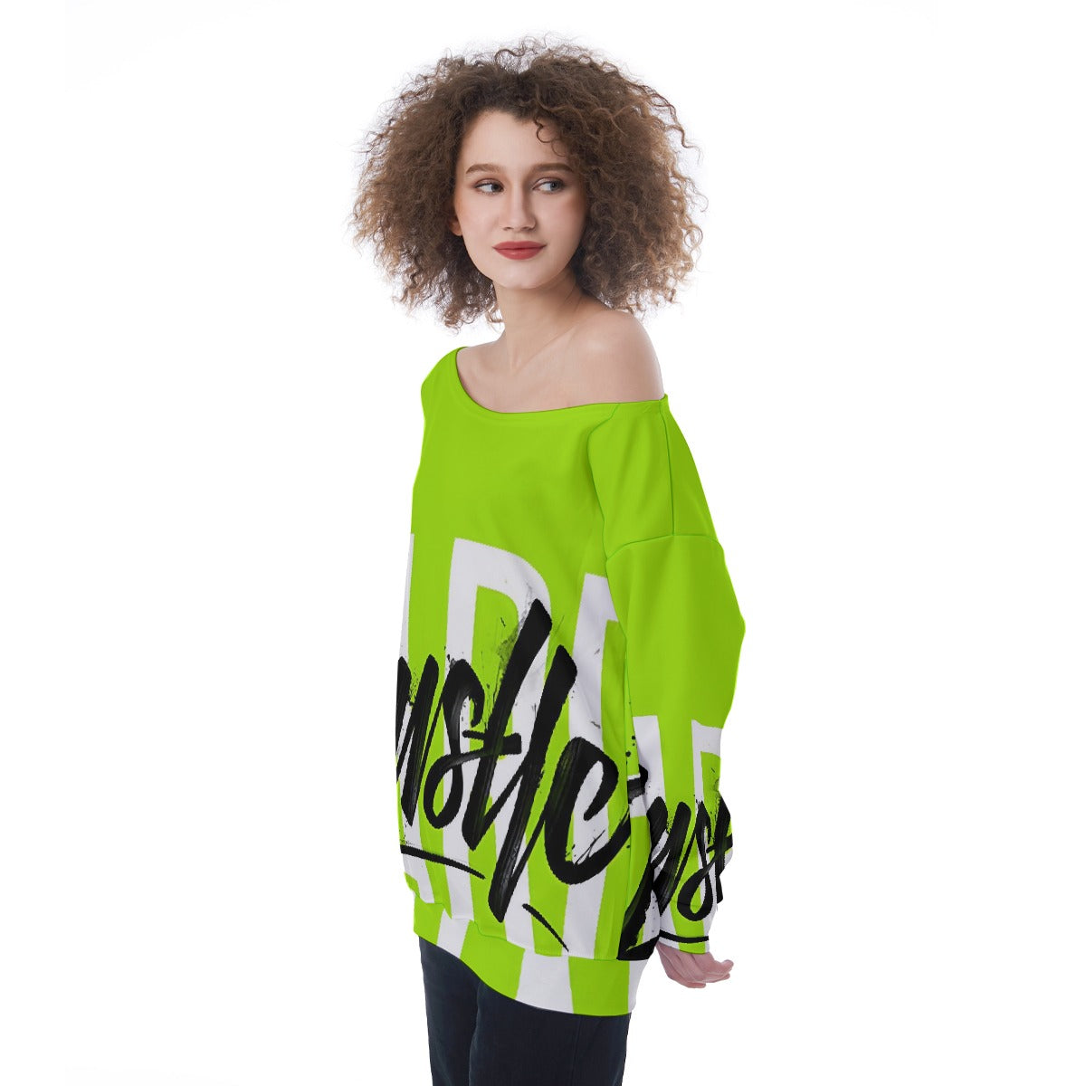 All-Over Print Oversized Women's Off-Shoulder Sweatshirt