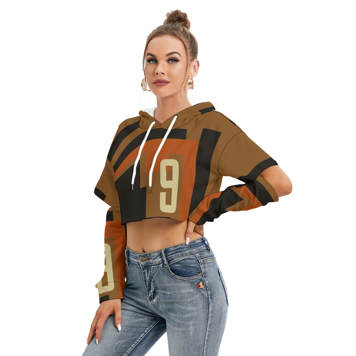 All-Over Print Women's Heavy Fleece Hoodie With Hollow Out Sleeve