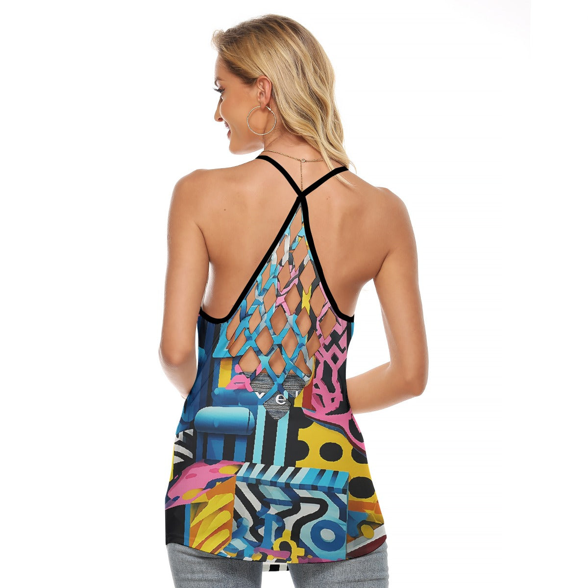 All-Over Print Women's Criss-Cross Open Back Tank Top