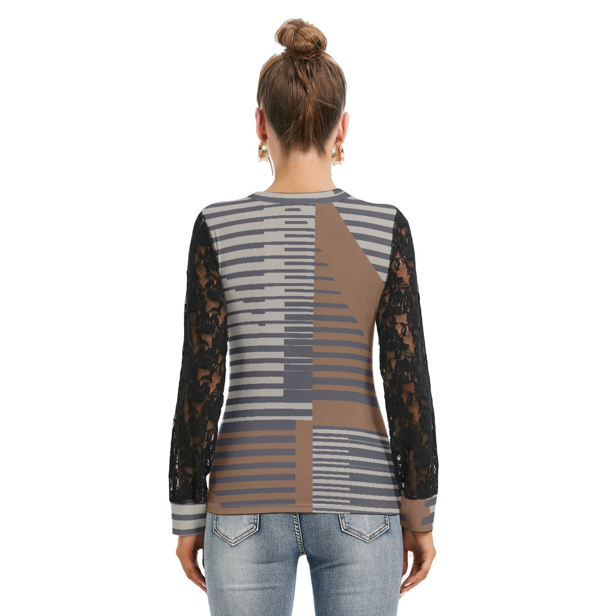 All-Over Print Women's T-shirt And Sleeve With Black Lace