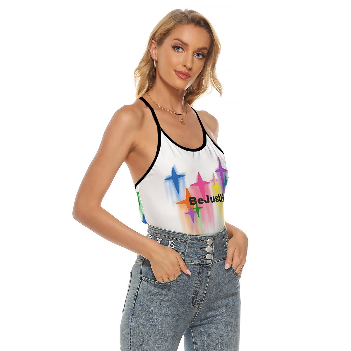 All-Over Print Women's Criss-Cross Open Back Tank Top