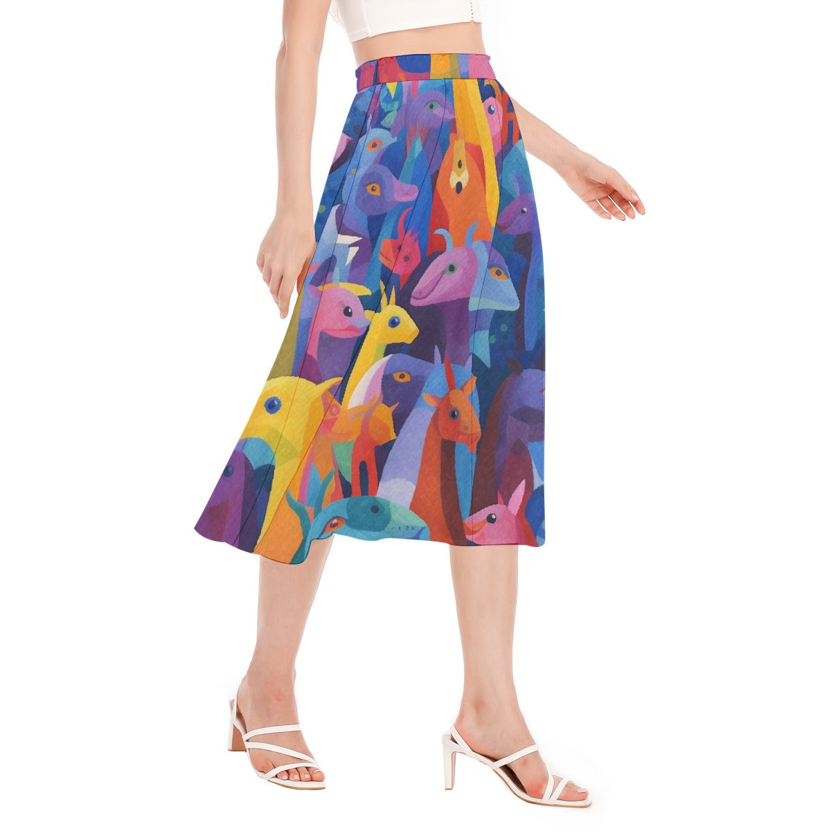 All-Over Print Women's Long Section Chiffon Skirt