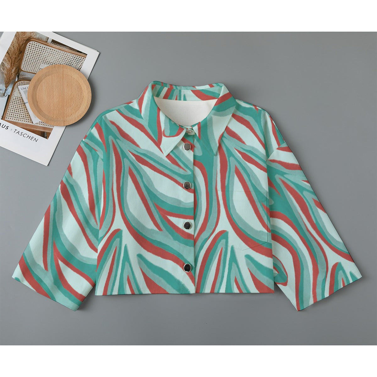 All-Over Print Women's Cropped Jacket | 245GSM Cotton