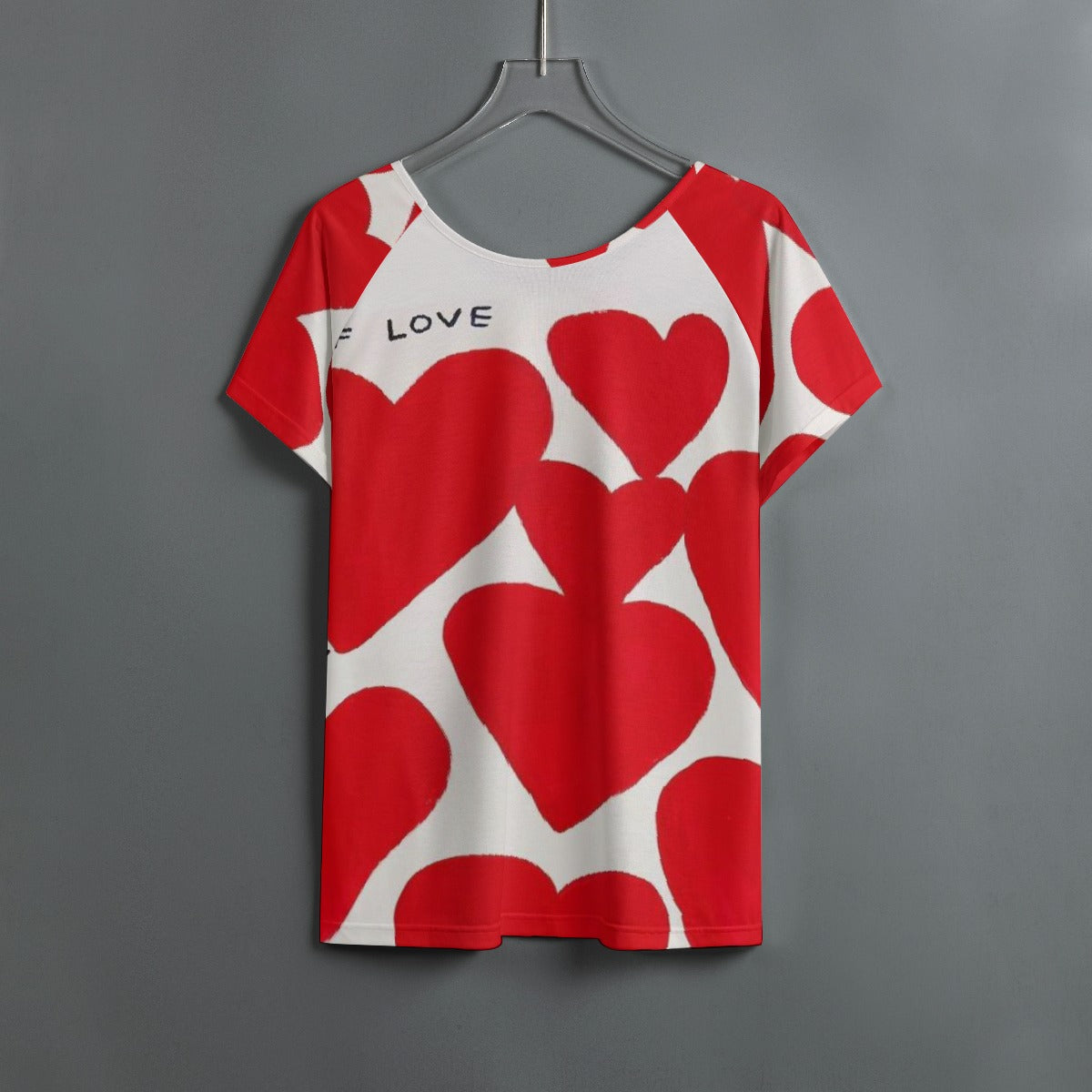 All-Over Print Women's Round Neck T-shirt With Raglan Sleeve