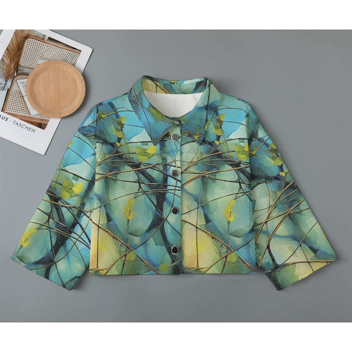 All-Over Print Women's Cropped Jacket | 245GSM Cotton