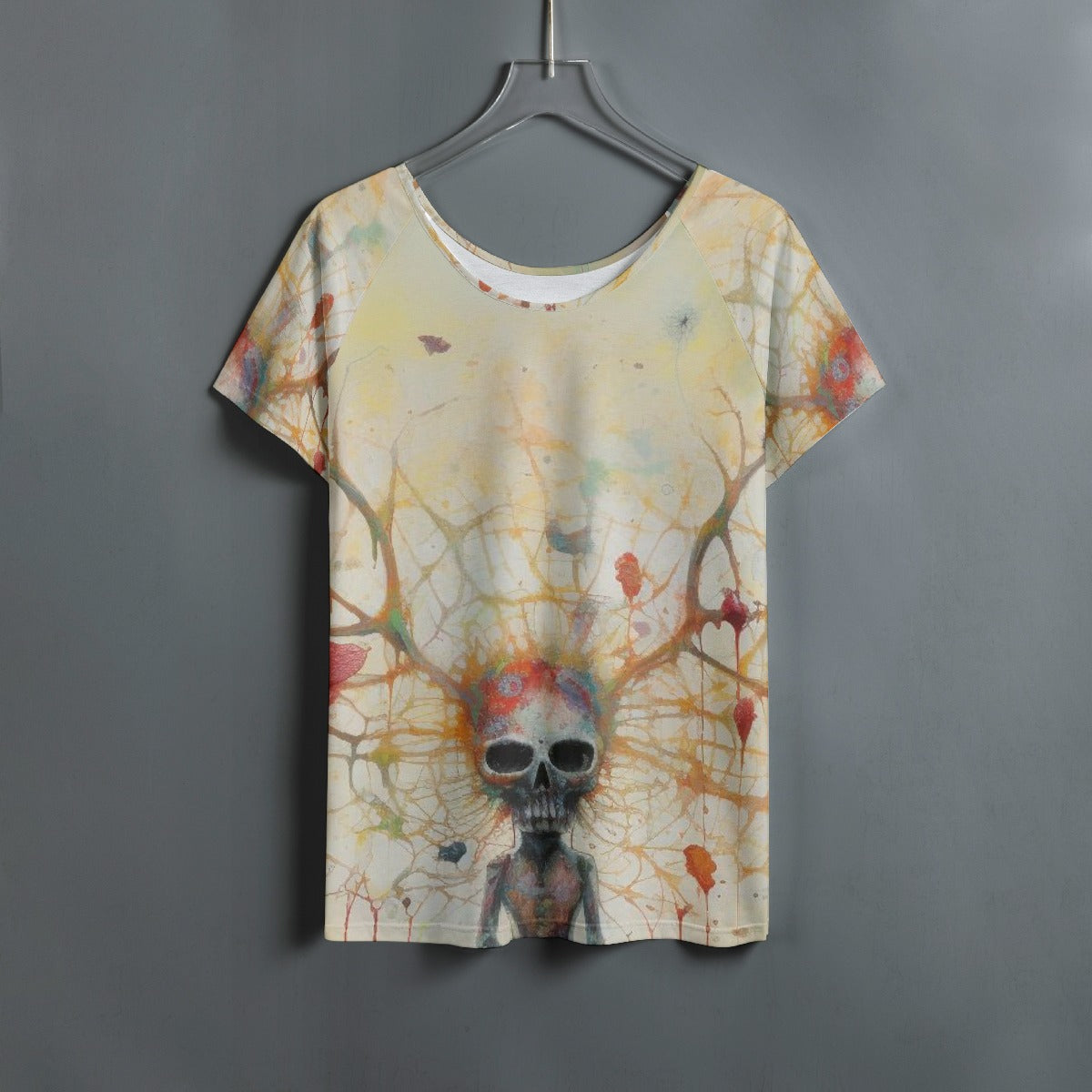 All-Over Print Women's Round Neck T-shirt With Raglan Sleeve