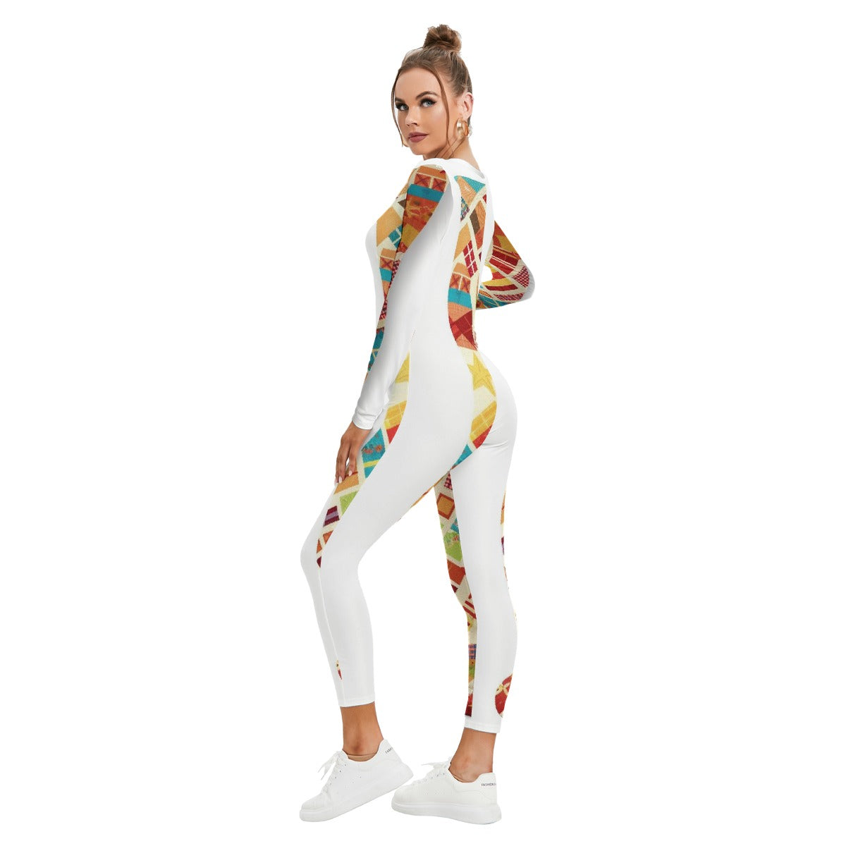 All-Over Print Women's Plunging Neck Jumpsuit