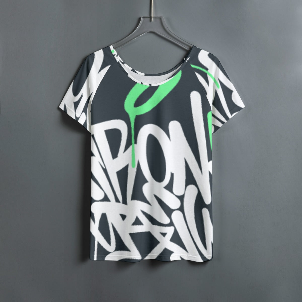 All-Over Print Women's Round Neck T-shirt With Raglan Sleeve