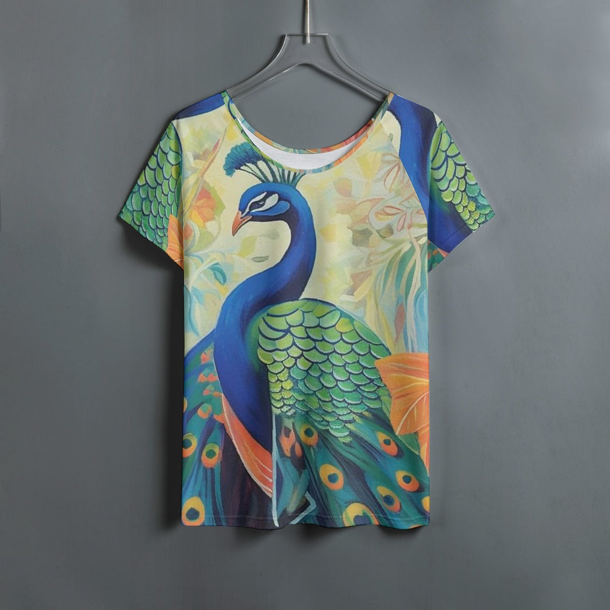 All-Over Print Women's Round Neck T-shirt With Raglan Sleeve