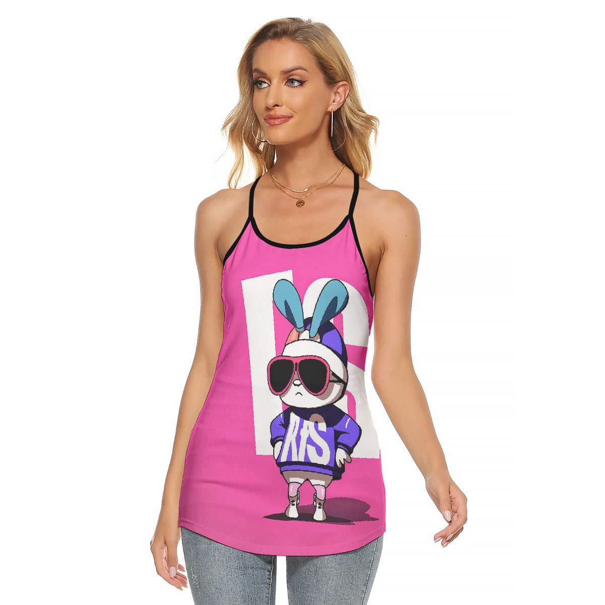 All-Over Print Women's Criss-Cross Open Back Tank Top