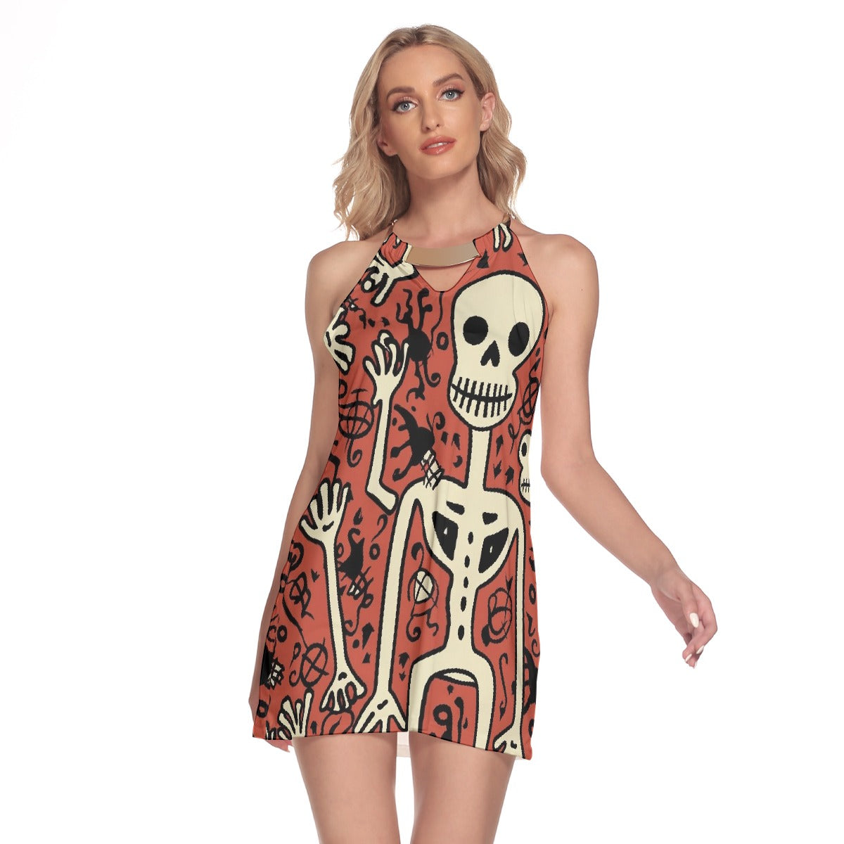 All-Over Print Women's Round Neck Above Knee Dress
