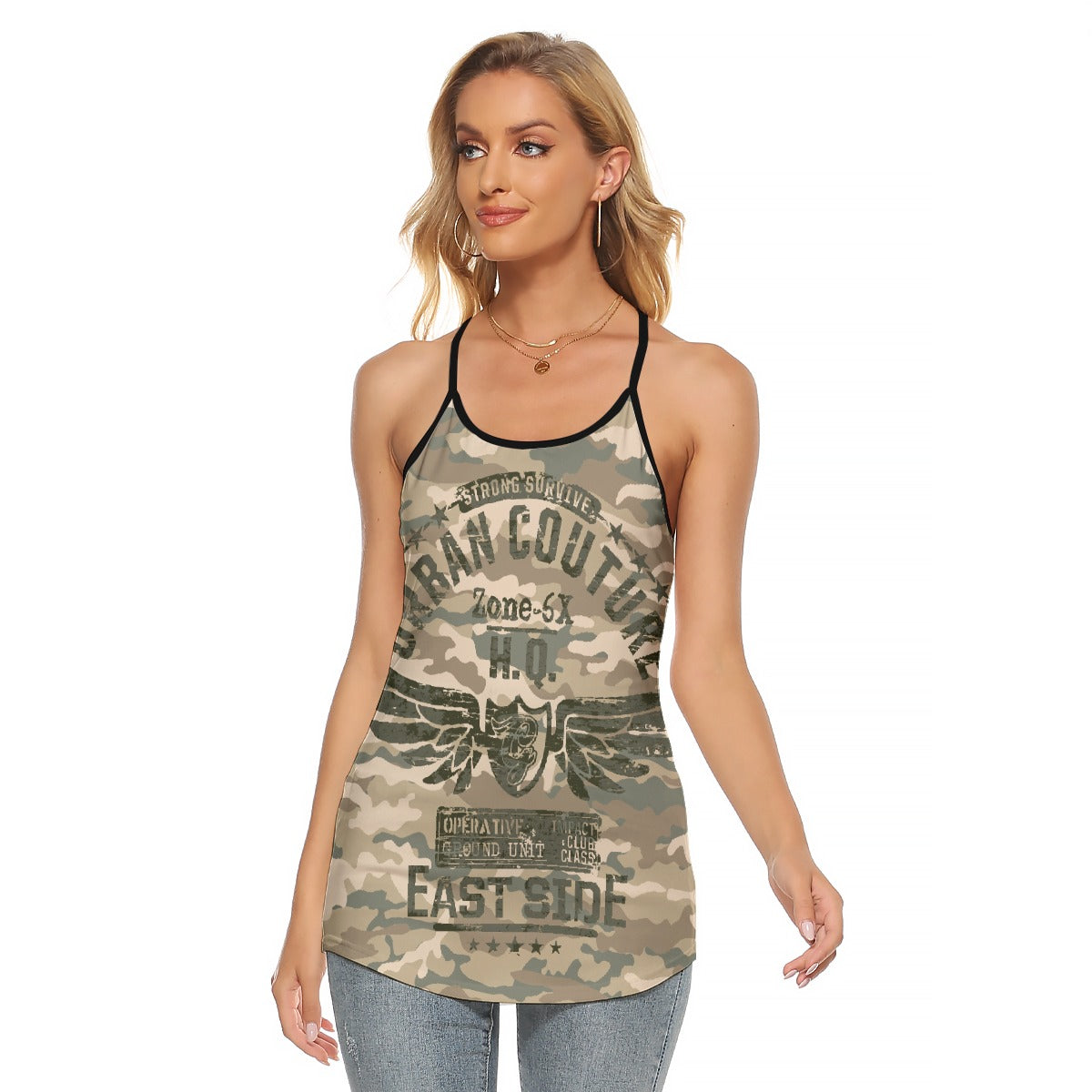 All-Over Print Women's Criss-Cross Open Back Tank Top