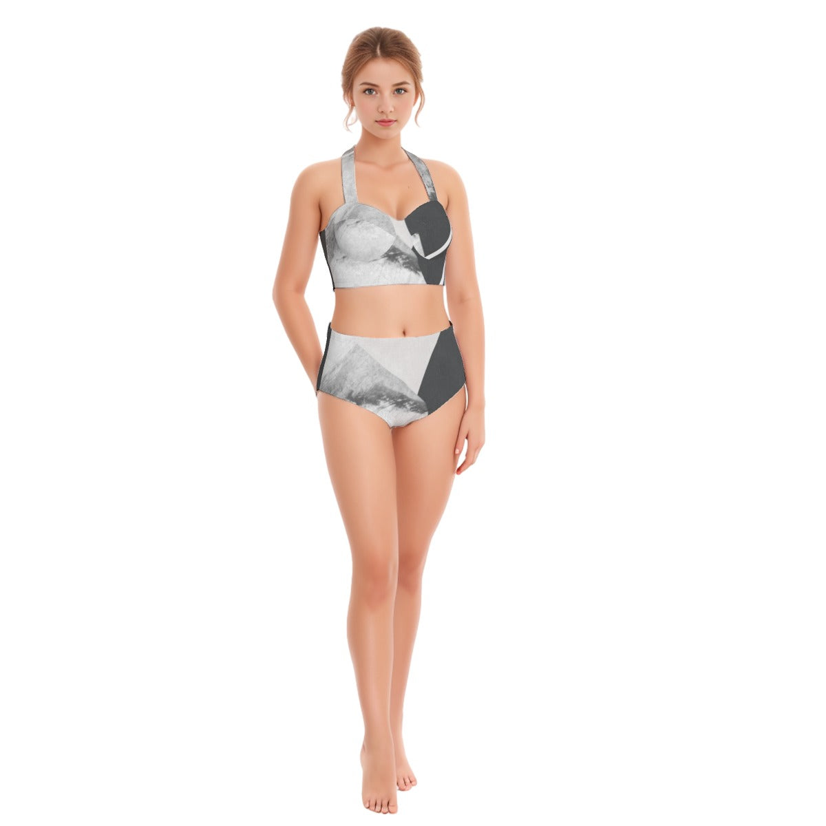 All-Over Print Women's Swimsuit Set With Halter