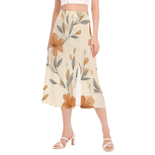 All-Over Print Women's High Slit Long Skirt