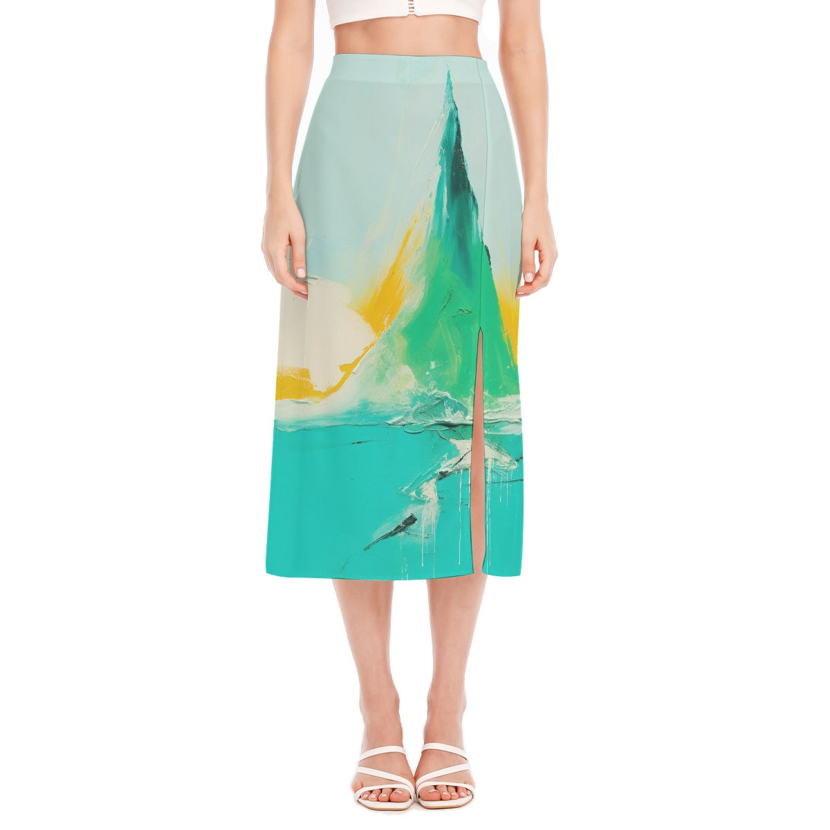 All-Over Print Women's High Slit Long Skirt