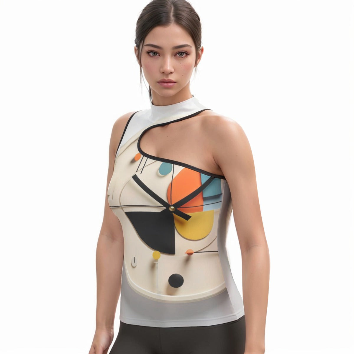 All-Over Print Women's Halter Sleeveless Asymmetrical Tank Top