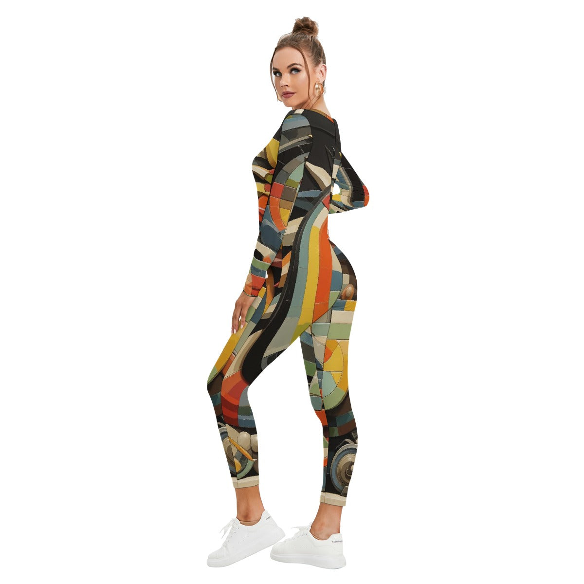 All-Over Print Women's Plunging Neck Jumpsuit