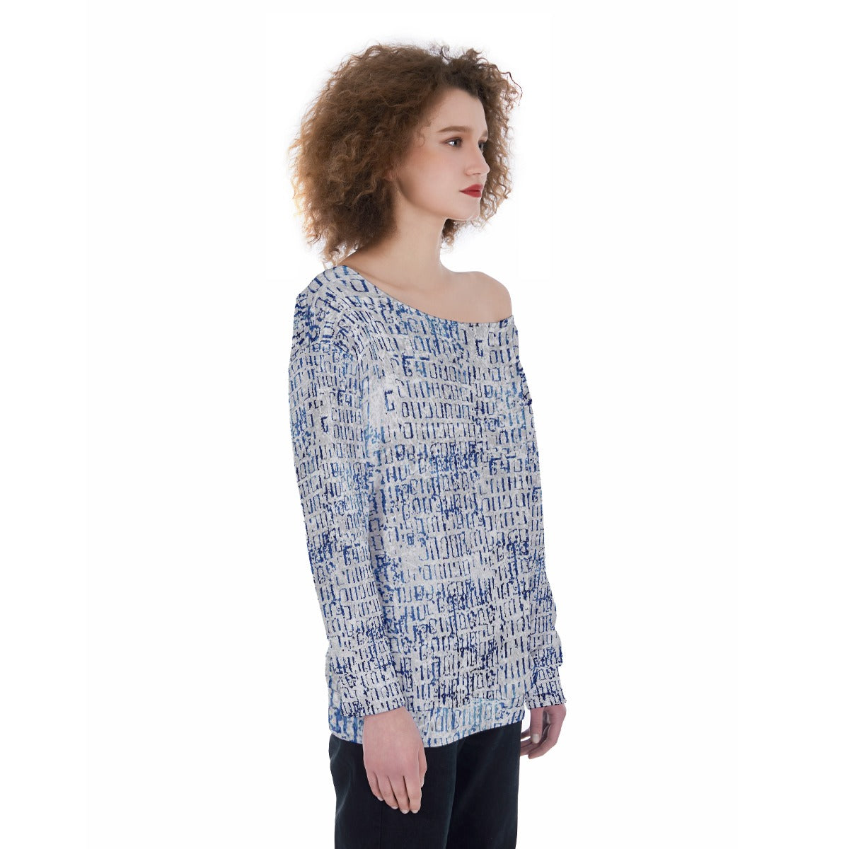 All-Over Print Oversized Women's Off-Shoulder Sweatshirt