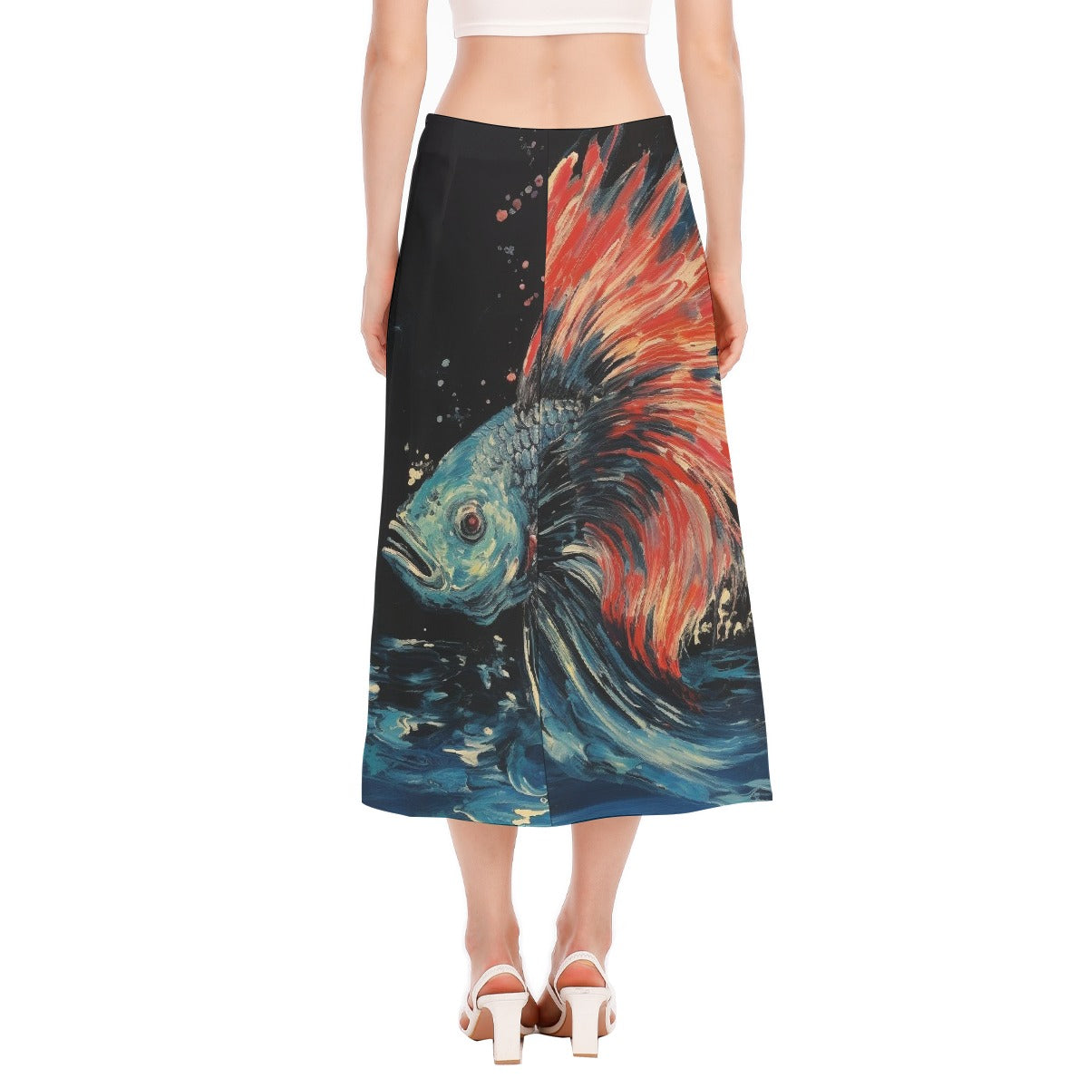 All-Over Print Women's High Slit Long Skirt