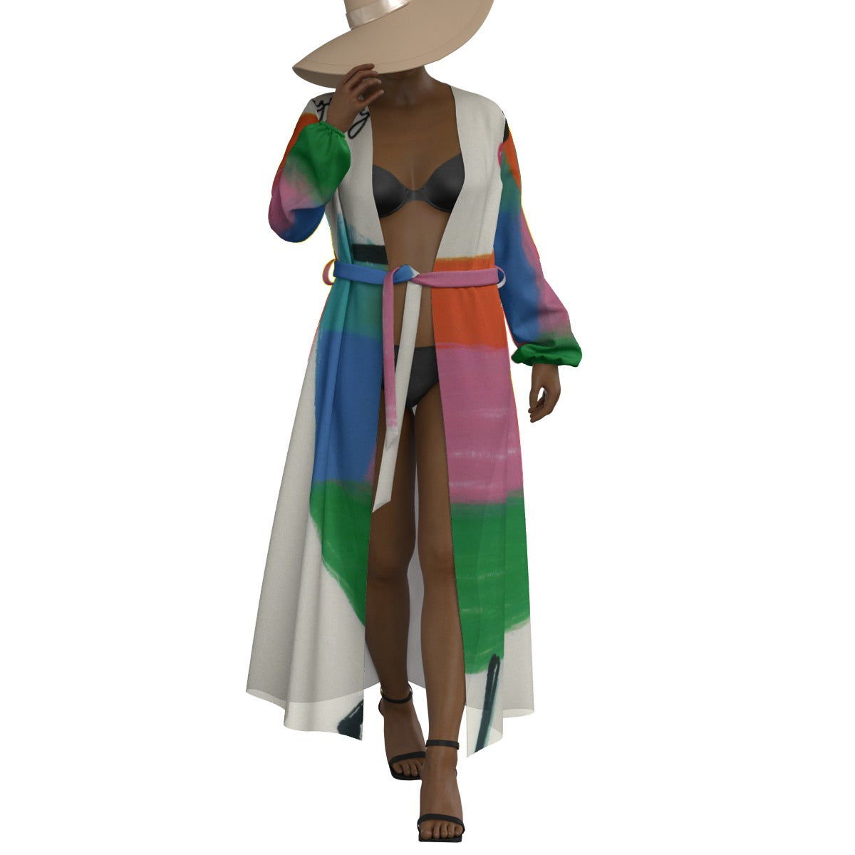 All-Over Print Women's Lace-up Chiffon Robe