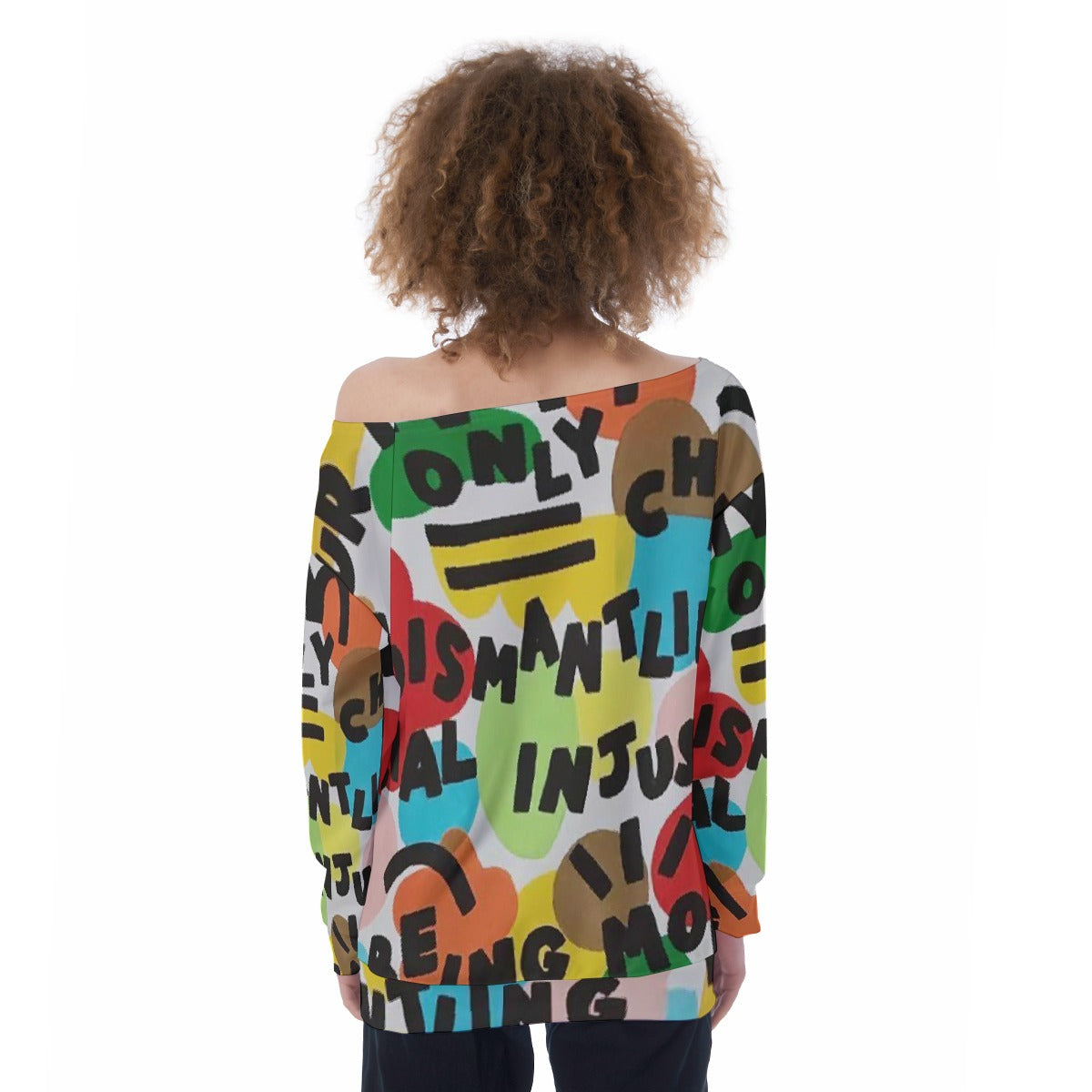 All-Over Print Oversized Women's Off-Shoulder Sweatshirt