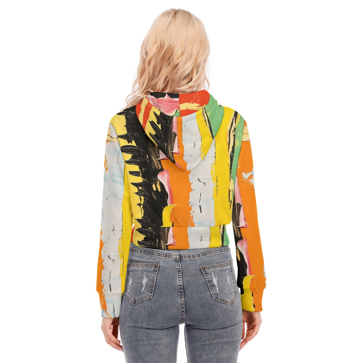 All-Over Print Women's Crop Top Hoodie With Zipper Closure