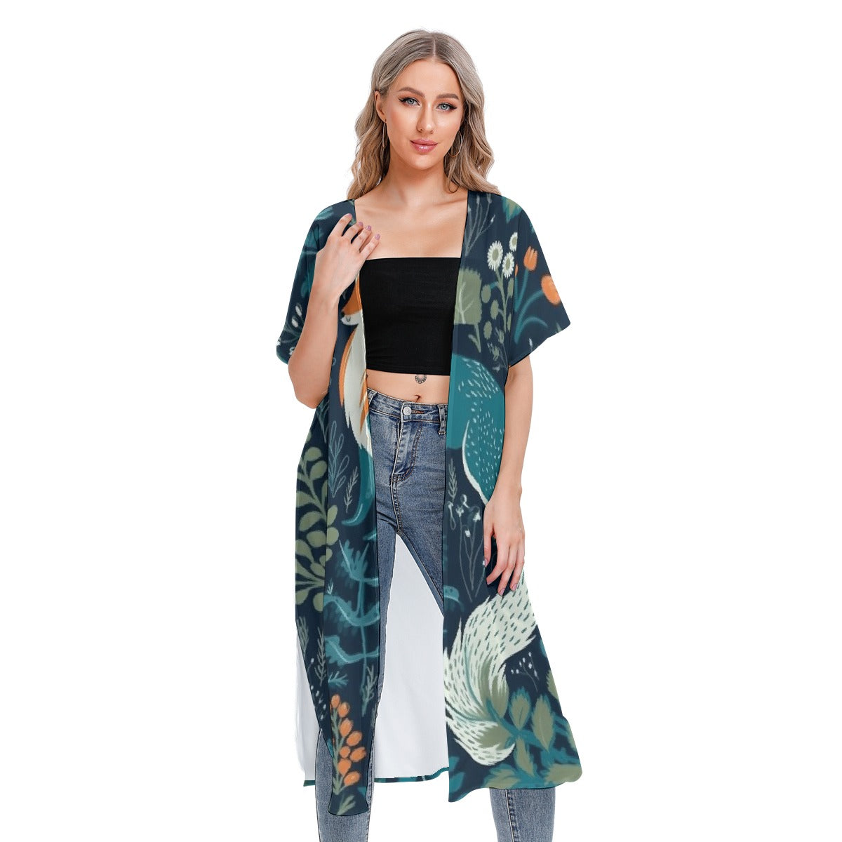 All-Over Print Women's Short Sleeve Cardigan
