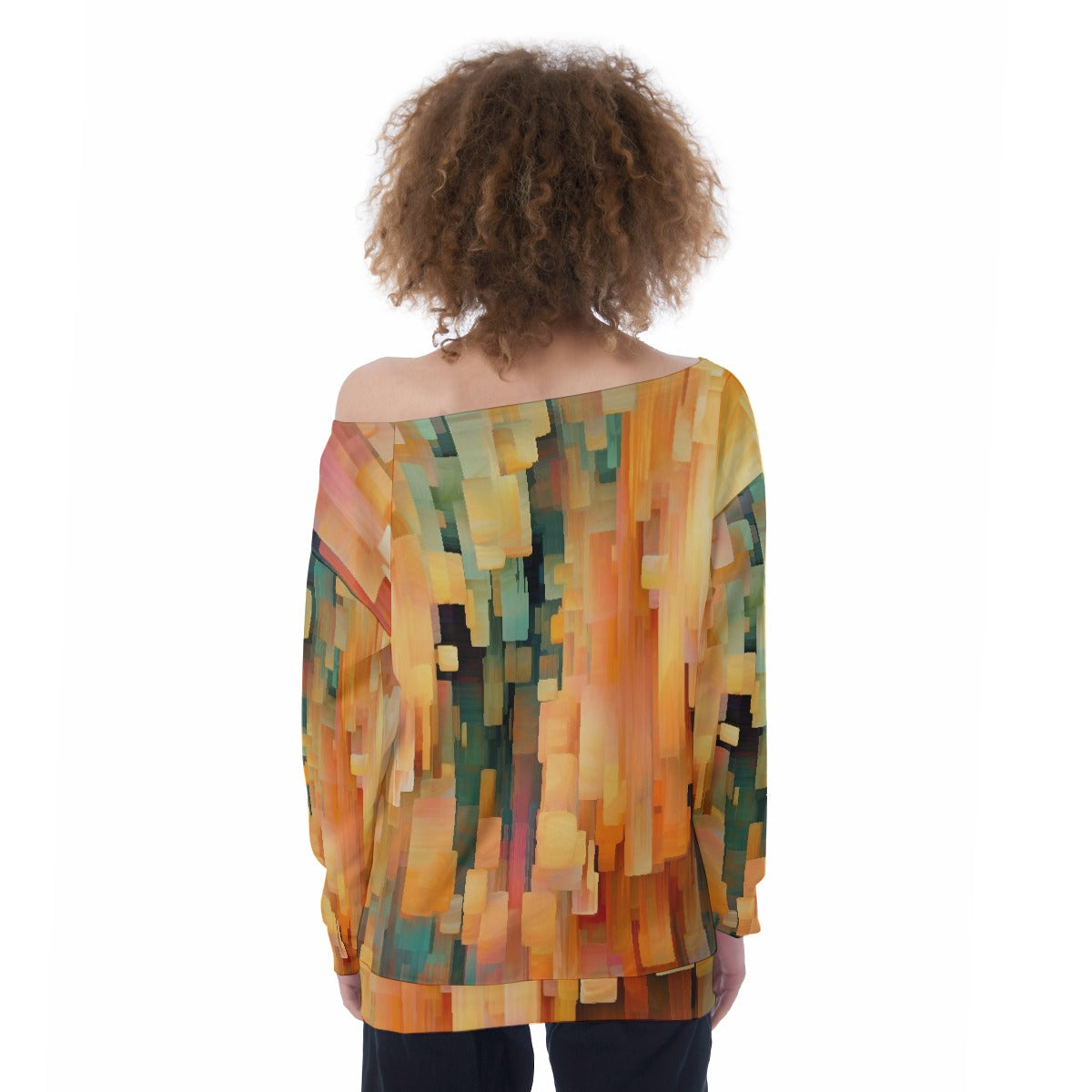 All-Over Print Oversized Women's Off-Shoulder Sweatshirt