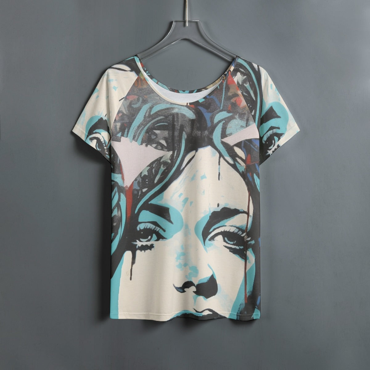 All-Over Print Women's Round Neck T-shirt With Raglan Sleeve
