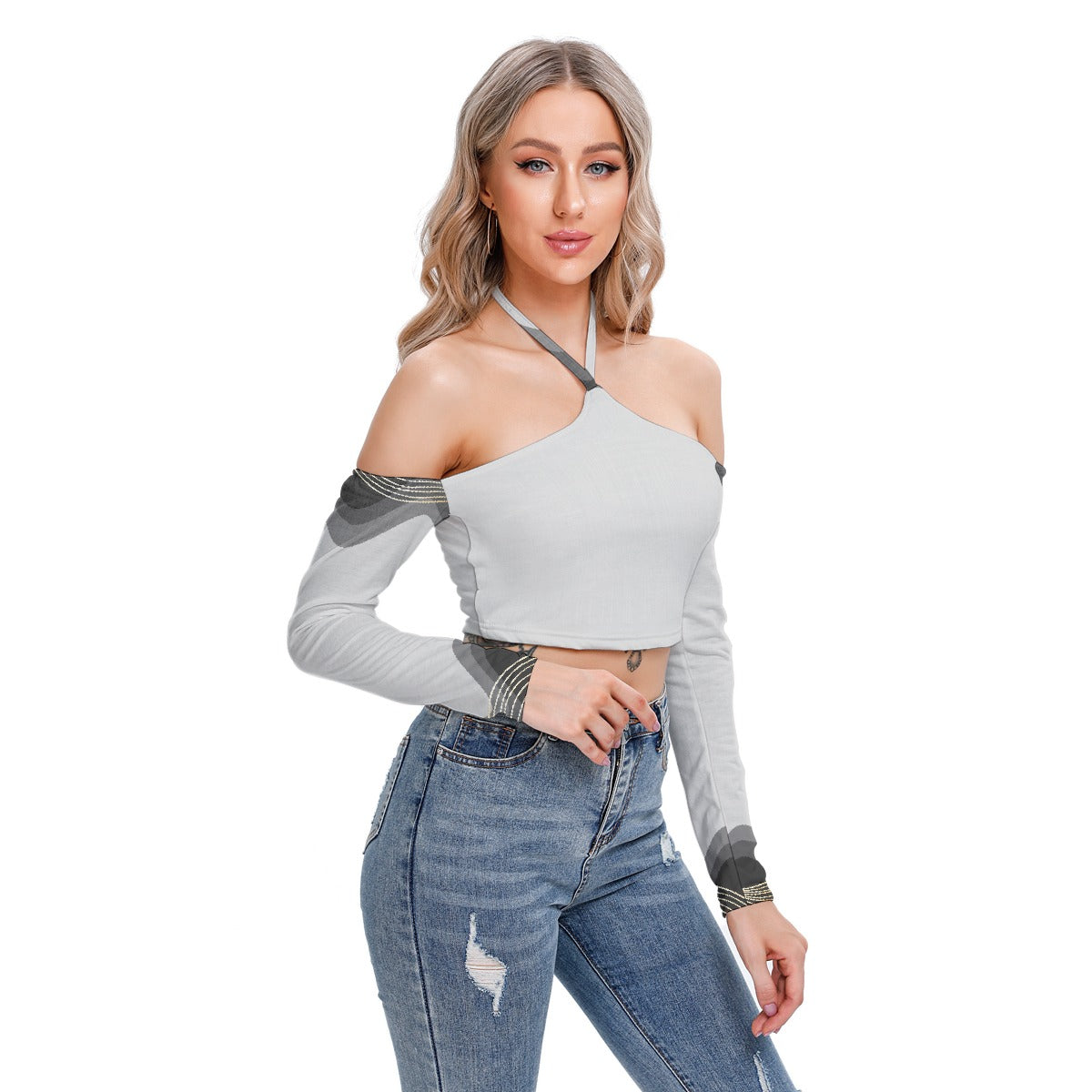 All-Over Print Women's Halter Lace-up Top